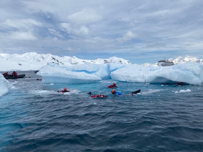 Polar snorkelling in Antarctica - photo by Aurora Expeditions